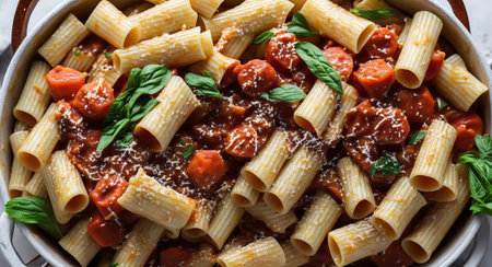 Rigatoni in a beautiful basket. ai generationの素材