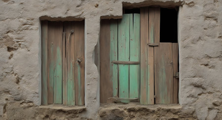 old wooden window. ai generation.の素材