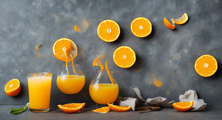 orange juice in beautiful glasses.ai generationの素材