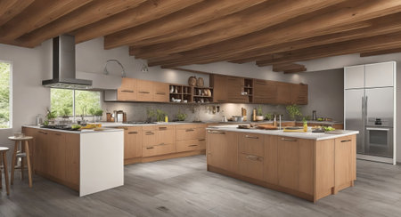 wooden style kitchen. ai generationの素材