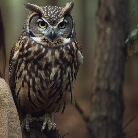 Claire and the Serene Owl. ai generationの素材