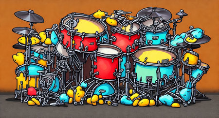 drum sticker graphics street style. ai generationの素材
