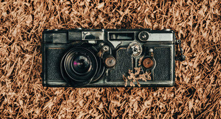 an old camera lies on an old table. ai generationの素材