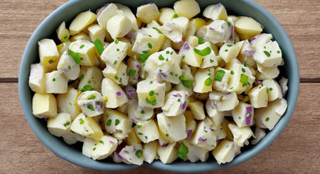 Potato salad in a bowl. ai generationの素材