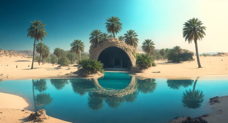 beautiful oasis in the desert. ai generationの素材