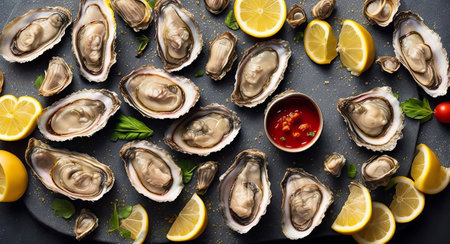 beautiful serving of oysters. ai generationの素材
