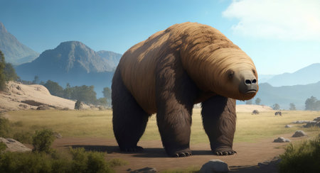Giant Ground Sloth realistic. ai generationの素材