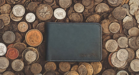 Photography old coins in a wallet. ai generationの素材