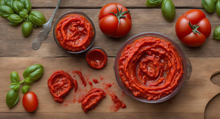 tomato paste in a bowl. ai generation.の素材