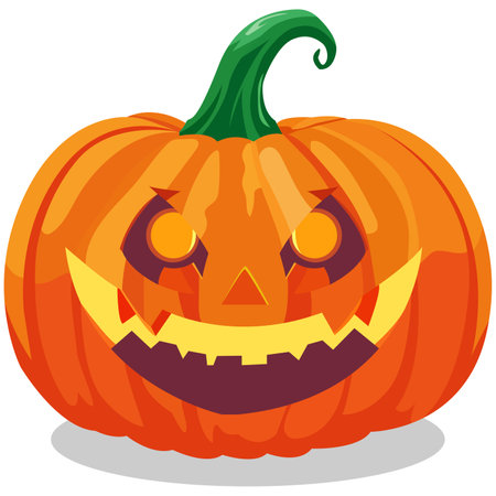 Spooky Autumn Illumination. Vector isolated illustration on white background. Traditional decoration, halloween celebration symbolのイラスト素材