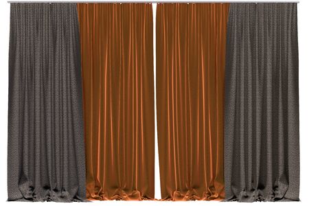 Curtains isolated on white background. 3D illustrationの写真素材