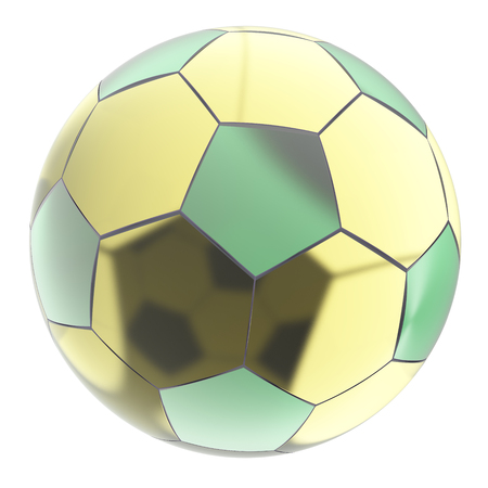 Glass soccer ball. Isolated on white background. 3d renderの写真素材