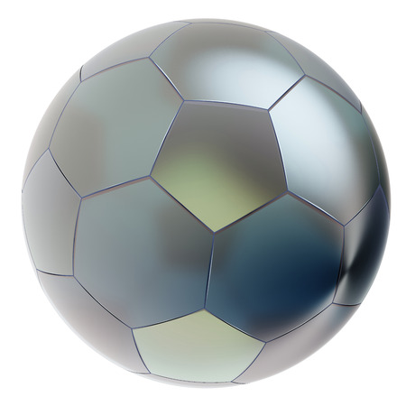 Glass soccer ball. Isolated on white background. 3d renderの写真素材