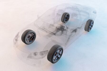X-ray car isolated on white. 3d illustrationの写真素材