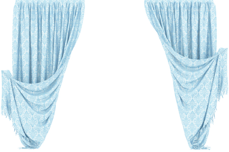 Gabardine curtain. Isolated on white background. Include clipping path. 3D illustration.の写真素材