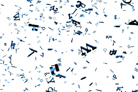 Flying letters. Isolated on white background. Include clipping path. 3d illustrationの写真素材