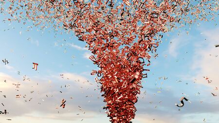 Flying numbers and math symbols. Include clipping path. 3d illustrationの写真素材