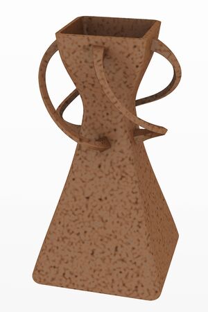 Brown empty plastic vase  isolated on whiteの写真素材