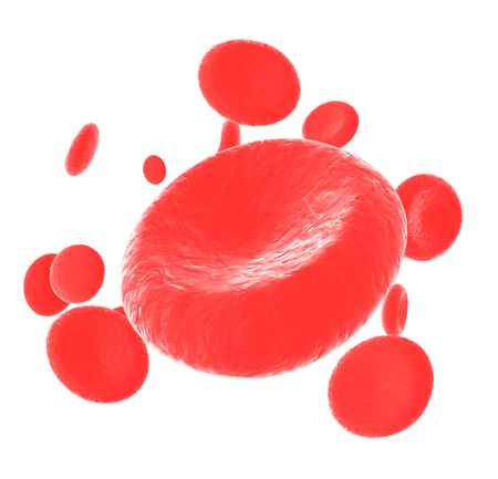 Red blood cells isolated on white background. Include clipping path. 3d renderの写真素材