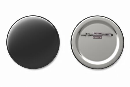 Blank black pin badge brooch isolated. Include clipping path. 3d renderの写真素材