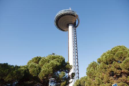 Faro de Moncloa. Transmission tower with an observation deck at the Plaza De Moncloa. Madrid, Spainの写真素材