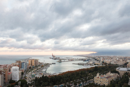 Landscape view of Malaga city from Alcazaba. Andalusia, Spainの写真素材