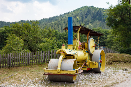 Antique steam roller in Serbia, Mokra Gora, Serbiaの写真素材