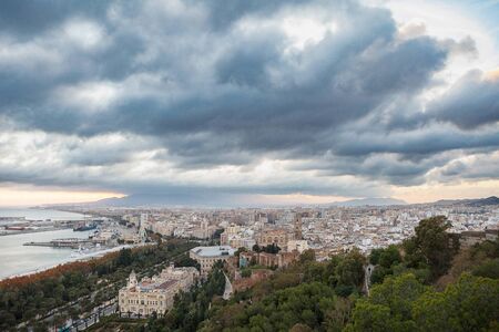 Landscape view of Malaga city from Alcazaba. Andalusia, Spainの写真素材
