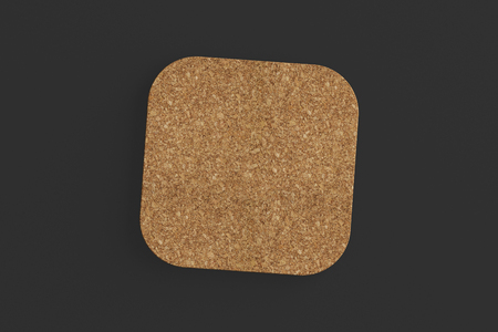 Cork coaster. Isolated on black background. Include clipping path. 3d renderの写真素材