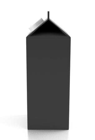 Blank black carton liquid container. Isolated on white background. Include clipping path. 3d renderの写真素材