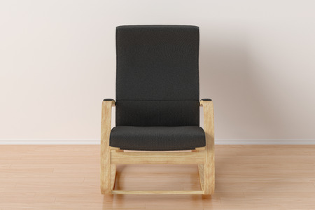 Black rocking chair in bright interior. 3d renderの写真素材