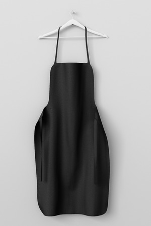 Black apron, cooking cloth uniform mockup. Isolated on white background. 3d renderingの写真素材