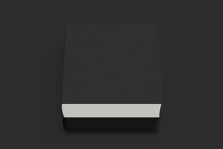 Blank blank square thick book cover on black background with clipping path. 3d renderの写真素材