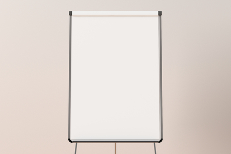 Closeup of blank flip chart standing isolated on white background with clipping path. 3d illustrationの写真素材