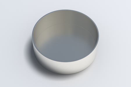 Silver round opened box on white background. 3d illustrtionの写真素材