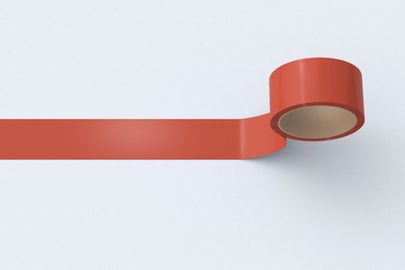Red insulating tape roll on white background. 3d illustration.の写真素材