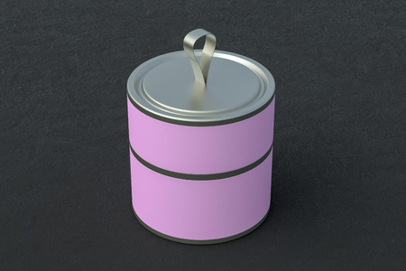 Blank closed pink short tube container packaging on black background. 3d illustrationの写真素材