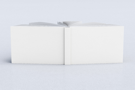 White blank horizontal book cover standing isolated on white background. 3d renderの写真素材