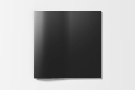 Black square brochure or booklet cover mock up on white. Isolated with clipping path around brochure. View above.  3d illustratuionの写真素材