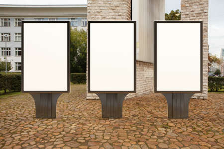 Advertising billboard stand mock up on the street. 3d illustration.