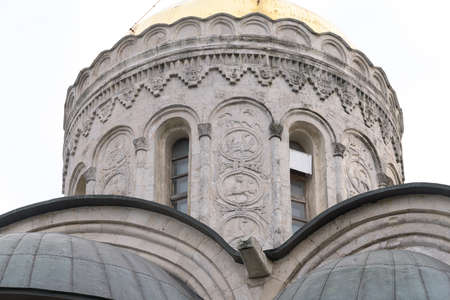 Stone carving on cathedral of Saint Demetrius in Vladimir, Russiaの写真素材