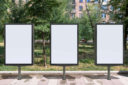 Three street poster billboards mock up. 3D illustration