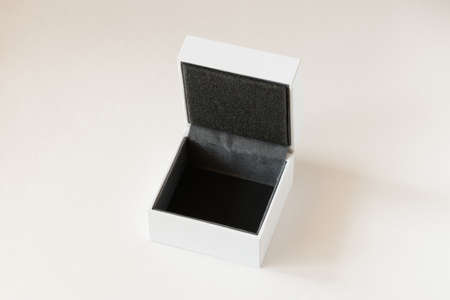 Opened gift box mock up on white backgroundの写真素材