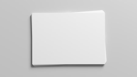 Stack of paper mockup on the white table. 3d illustrationの写真素材