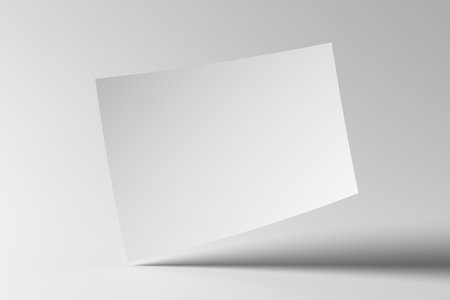 Horizontal A4 flyer paper mockup floating on white background. 3d illustrationの写真素材