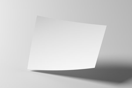 Horizontal A4 flyer paper mockup floating on white background. 3d illustrationの写真素材