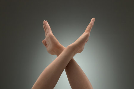 A gesture of prohibition or termination. Female palms crossedの写真素材
