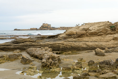 Ancient Roman ruins in Caesarea, Israelの写真素材