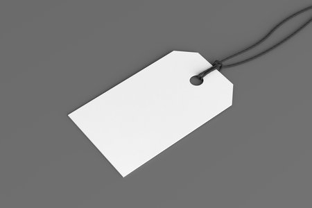 White tag mockup on gray background. Side view. 3d illustrationの写真素材
