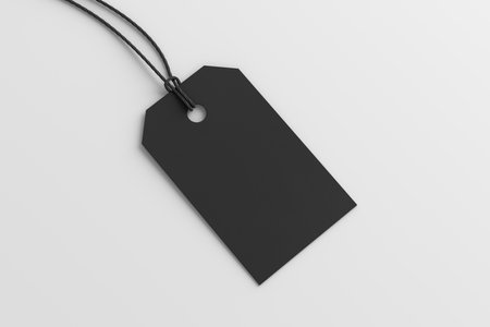 Black tag mockup on white background. Side view. 3d illustrationの写真素材